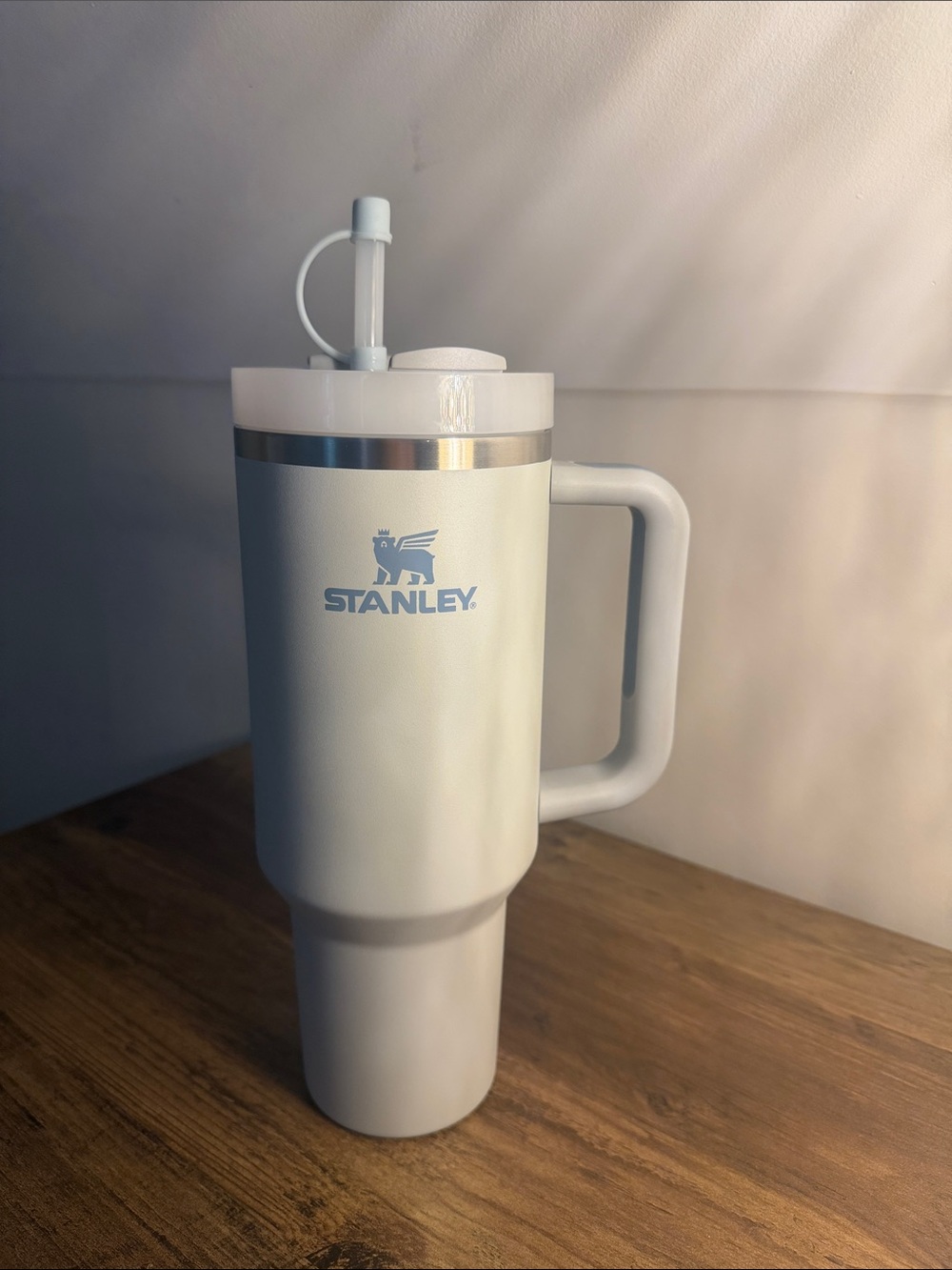 Stanley Light Grey Insulated Travel Tumbler with Handle and Straw